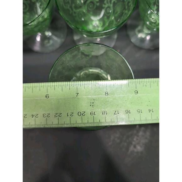 Fostoria Versailles Etched Footed Glasses, Cocktail Uranium Glasses, Set Of 4 - Picture 11 of 11